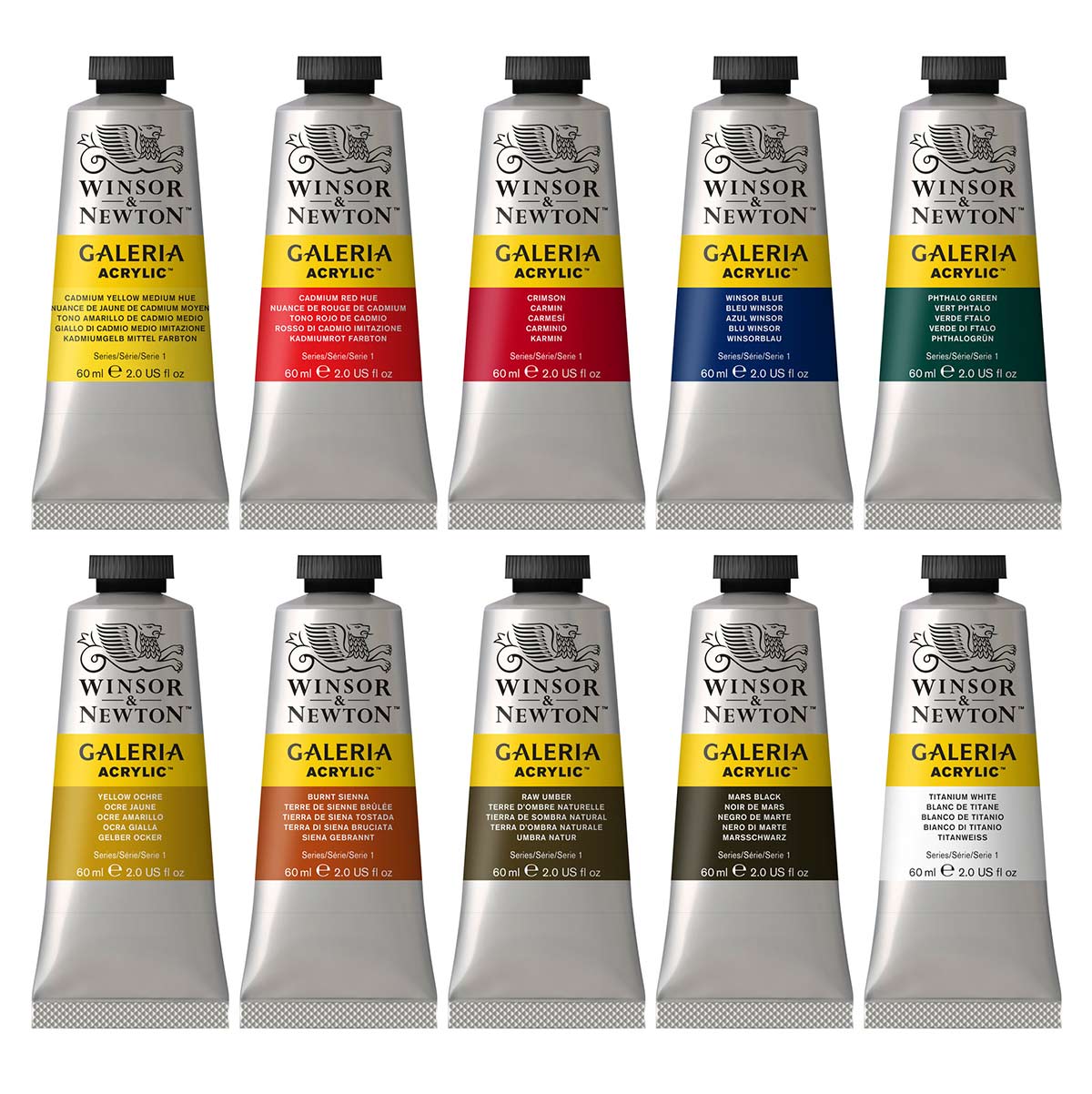 Winsor & Newton Galeria Acrylic Paint 60ml tube set - 10PK - Winsor & Newton at DRK Crafts