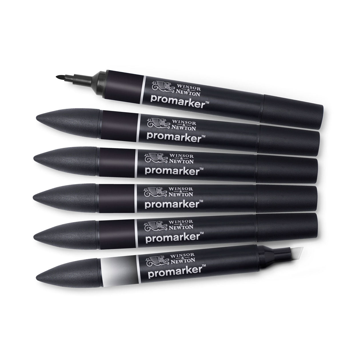 Winsor & Newton Promarker 6 Set - 5 Blacks + Blender Set - Winsor & Newton at DRK Crafts