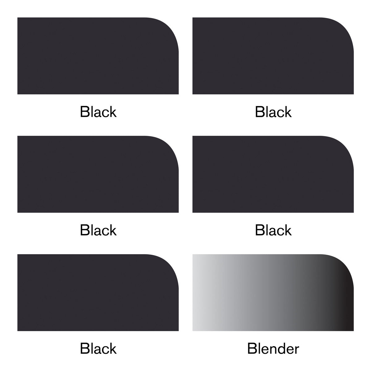 Winsor & Newton Promarker 6 Set - 5 Blacks + Blender Set - Winsor & Newton at DRK Crafts