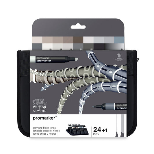 Winsor & Newton Promarker Wallet 24 Set - Grey and Black Tones - Winsor & Newton at DRK Crafts
