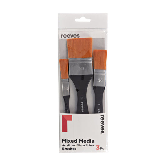 Reeves Mixed Media SH 3 Brush Pack Acrylic and WC