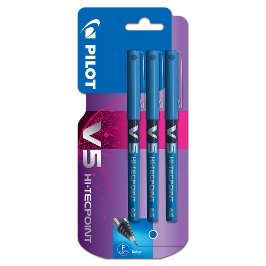 Pilot V5 Blue Liquid Ink Pen Triple Pack Carded