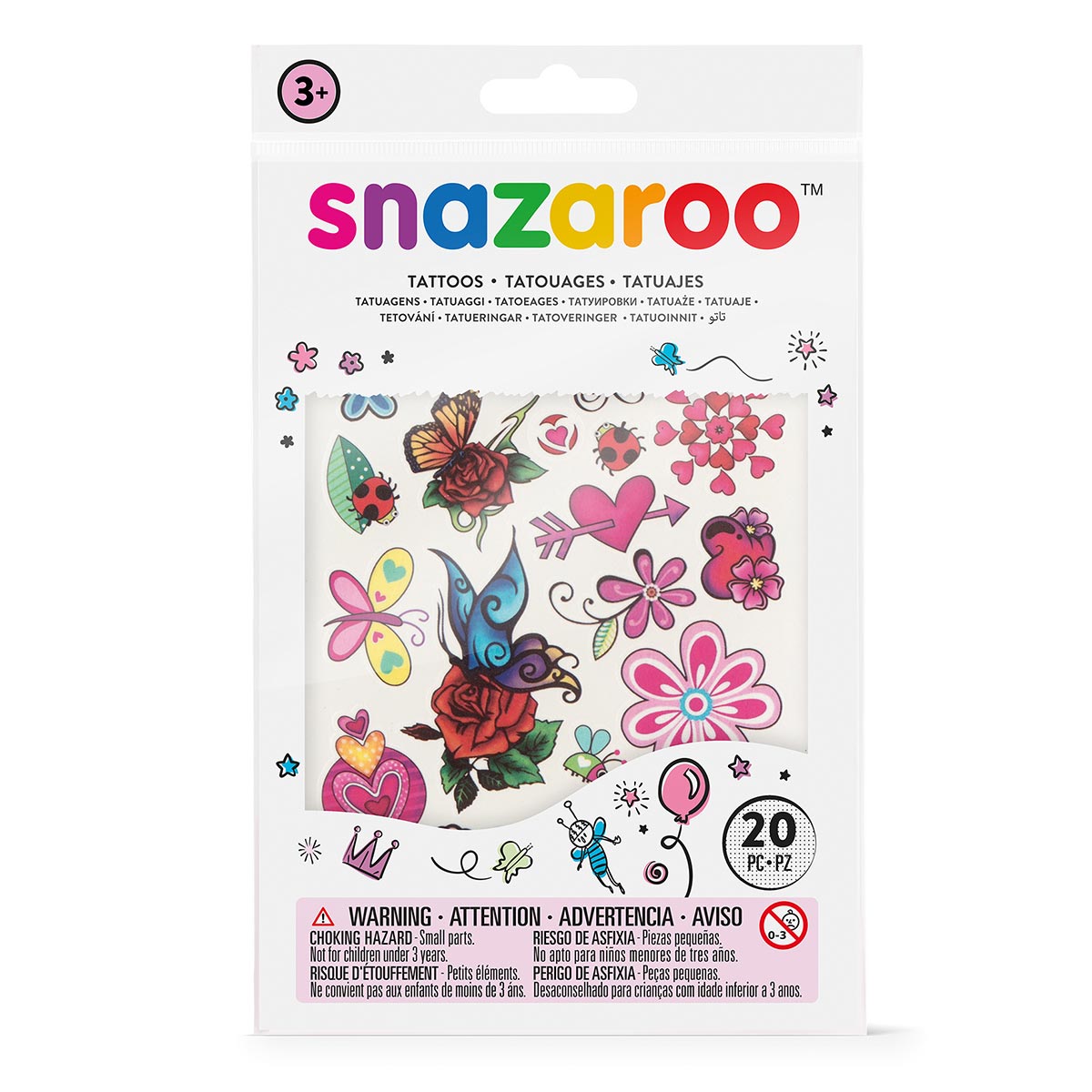 Snazaroo Face Paint Girls Temporary Tattoos (set of 20)