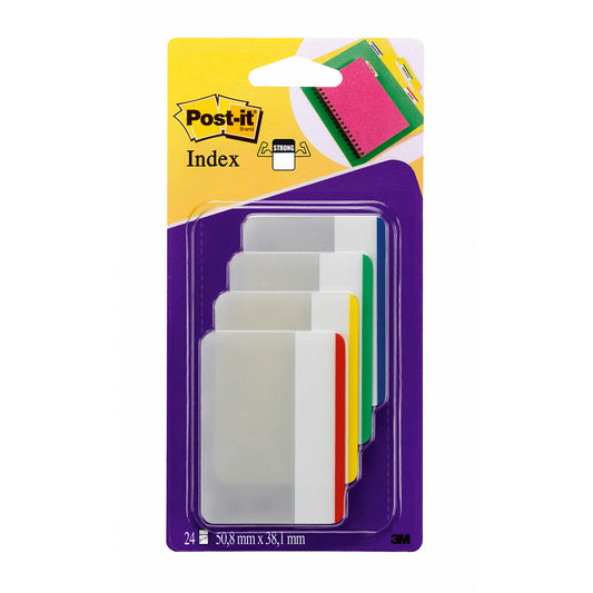 3M Post It Index Strong Filing Tabs Large- 4 Assorted Colours