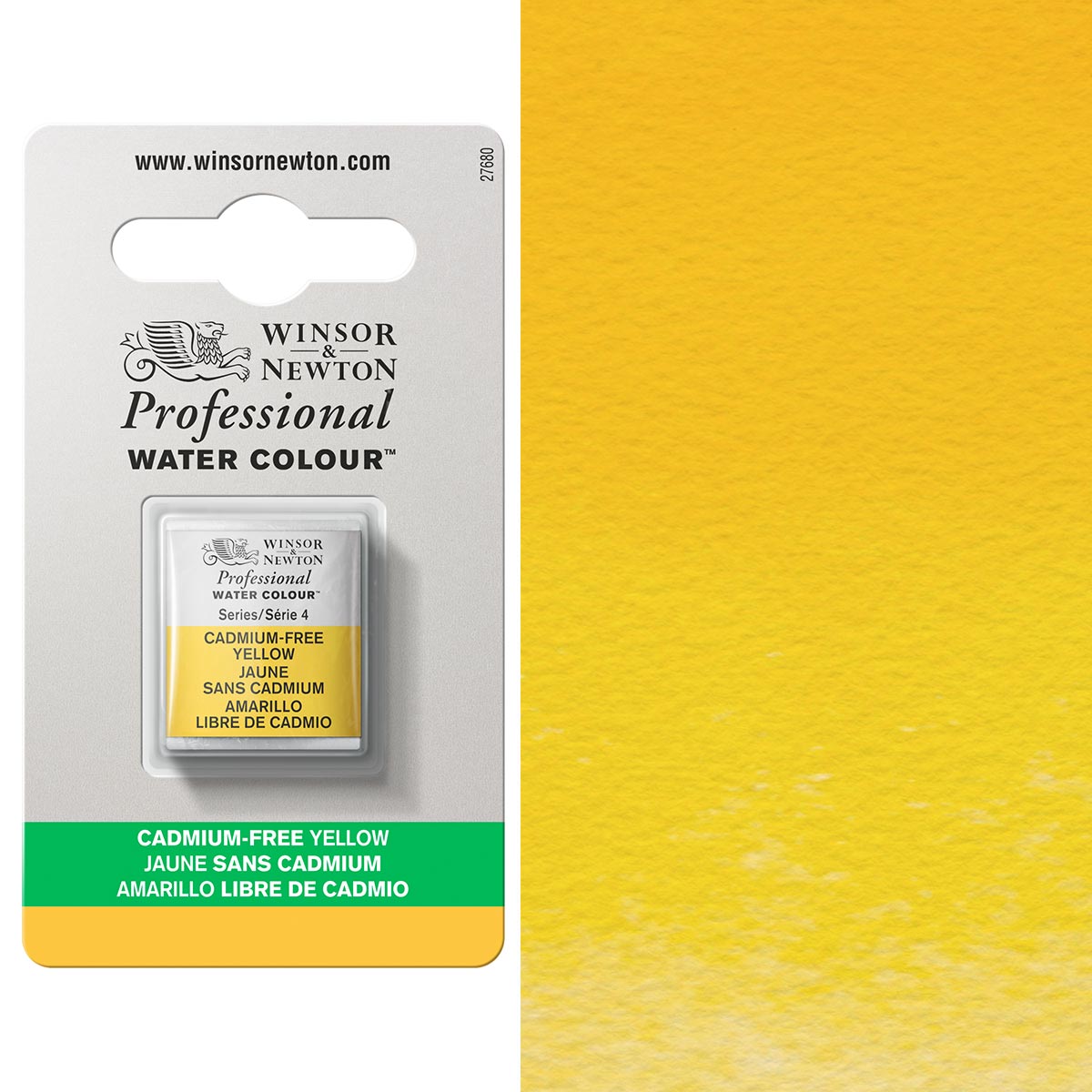 Winsor & Newton Cadmium FREE Yellow Half Pan - S4 Professional Watercolour - Winsor & Newton at DRK Crafts