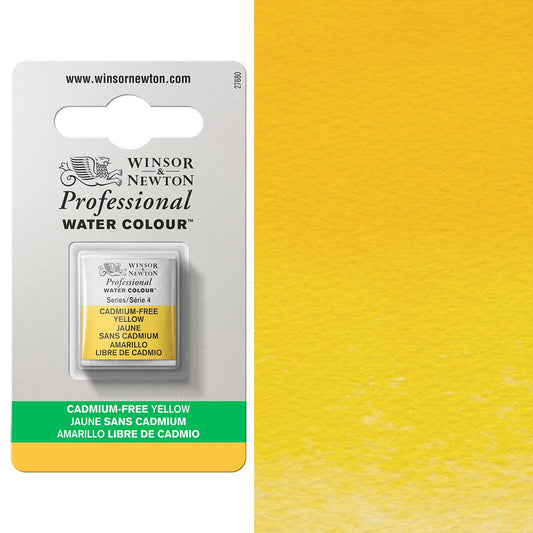 Winsor & Newton Cadmium FREE Yellow Half Pan - S4 Professional Watercolour - Winsor & Newton at DRK Crafts