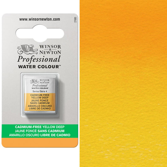 Winsor & Newton Cadmium FREE Yellow Deep Half Pan - S4 Professional Watercolour - Winsor & Newton at DRK Crafts