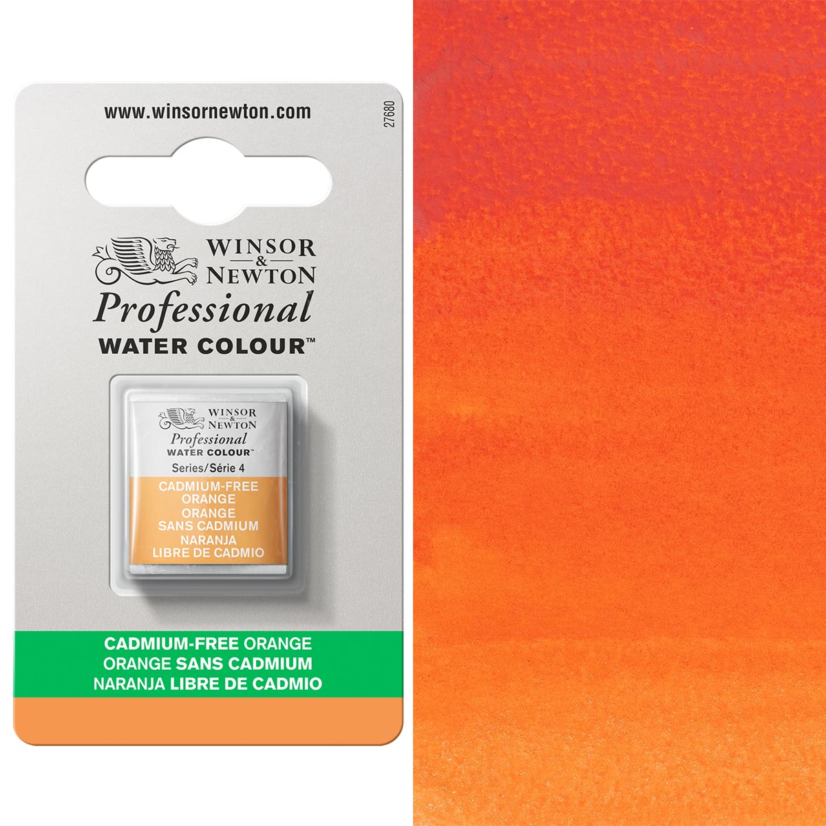 Winsor & Newton Cadmium FREE Orange Half Pan - S4 Professional Watercolour - Winsor & Newton at DRK Crafts