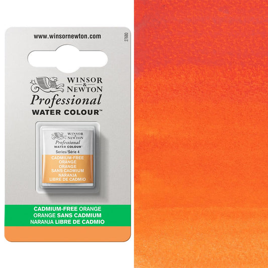 Winsor & Newton Cadmium FREE Orange Half Pan - S4 Professional Watercolour - Winsor & Newton at DRK Crafts
