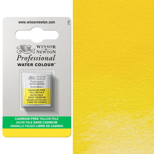 Winsor & Newton Cadmium FREE Yellow Pale Half Pan - S4 Professional Watercolour - Winsor & Newton at DRK Crafts