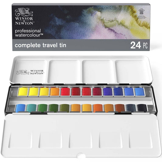 Winsor & Newton Lightweight Metal Box (24 Half Pans) - Professional Watercolour - Winsor & Newton at DRK Crafts