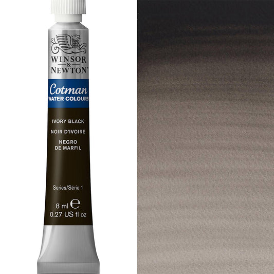 Winsor & Newton Cotman Watercolour 8ml - Ivory Black - Winsor & Newton at DRK Crafts
