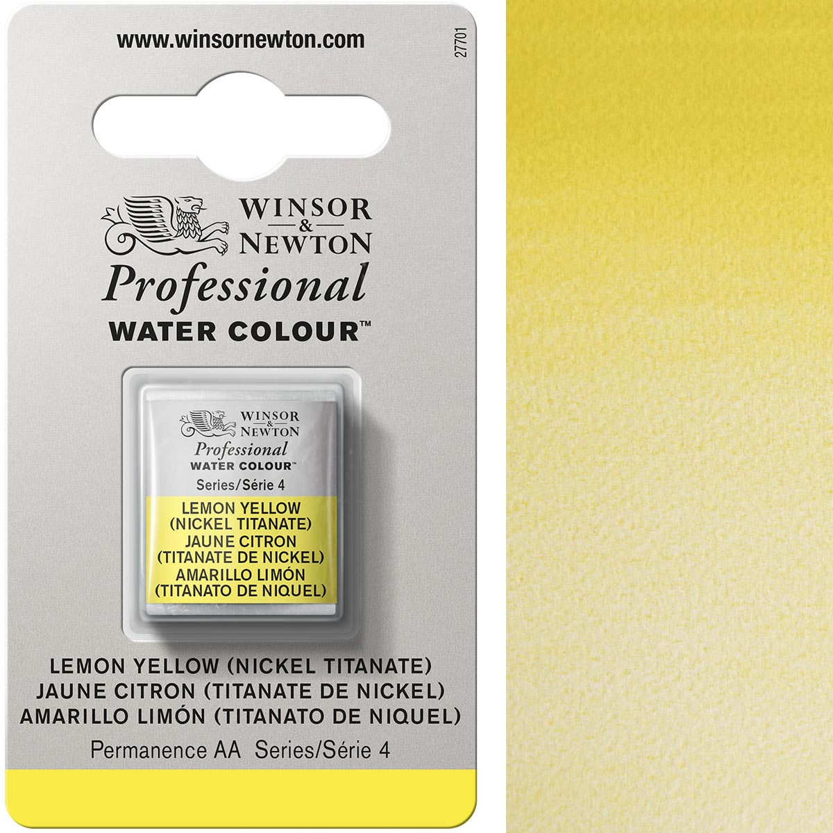 Winsor & Newton Lemon Yellow Half Pan - S4 Professional Watercolour - Winsor & Newton at DRK Crafts