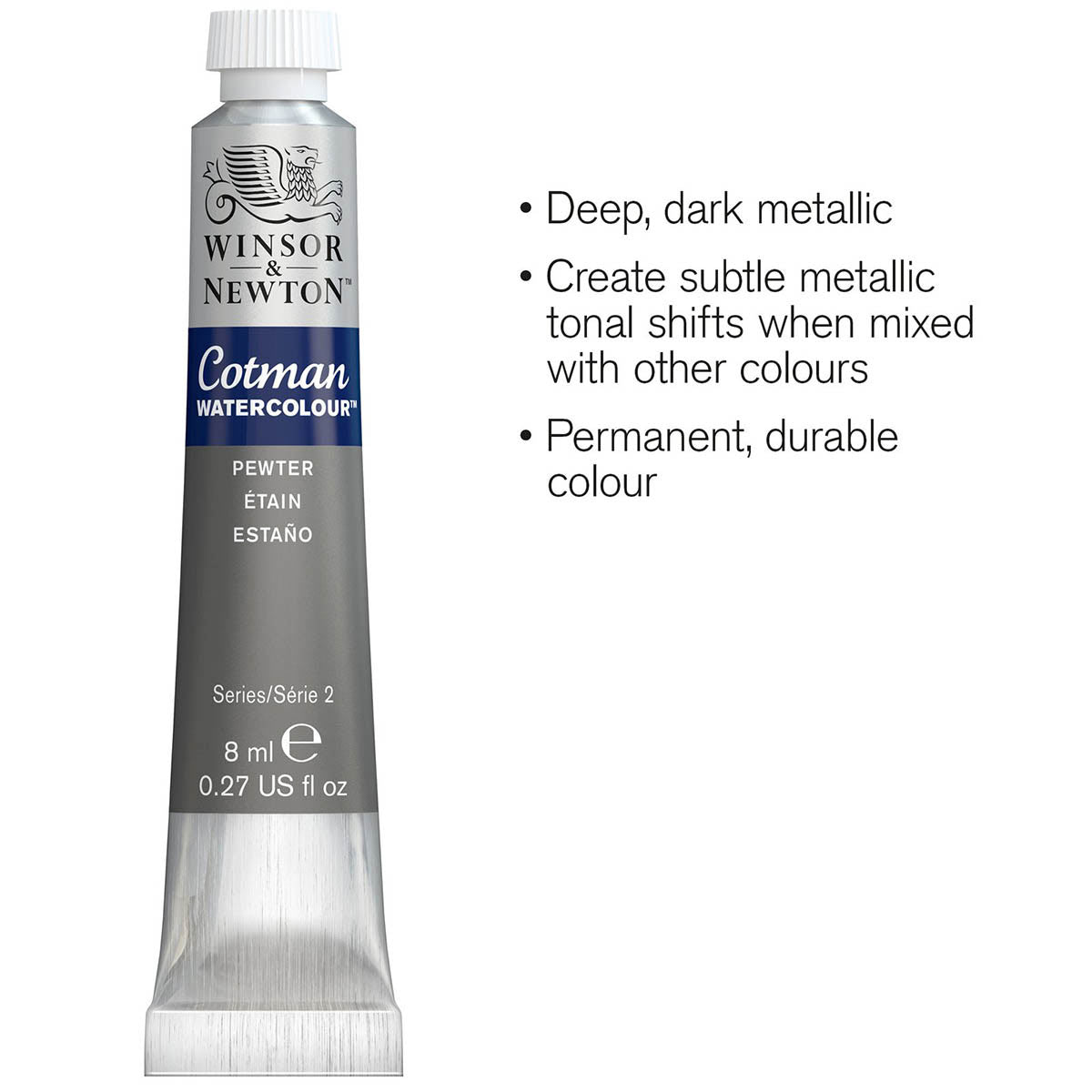 Winsor & Newton Cotman Watercolour 8ml - Pewter - Winsor & Newton at DRK Crafts