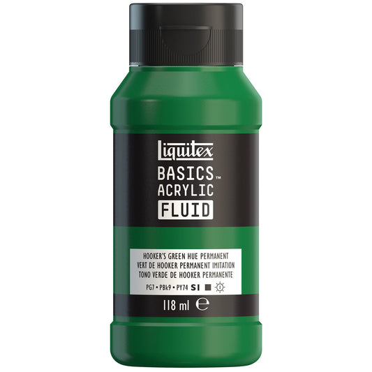 Liquitex Basics Acrylic Fluid - Hookers Green Hue Permanent S1