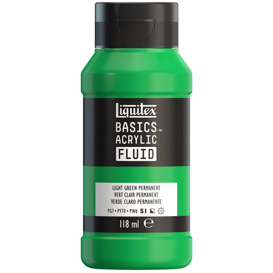 Liquitex Basics Acrylic Fluid - Light Green Permanent S1