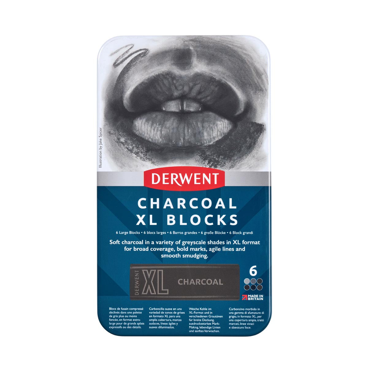 Derwent XL Charcoal Block Tin Of 6