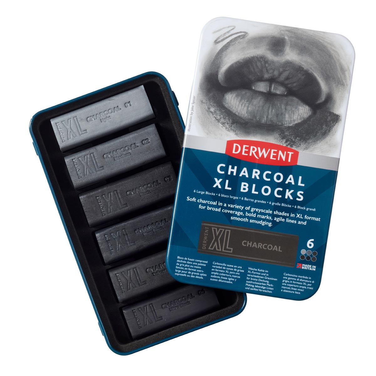 Derwent XL Charcoal Block Tin Of 6