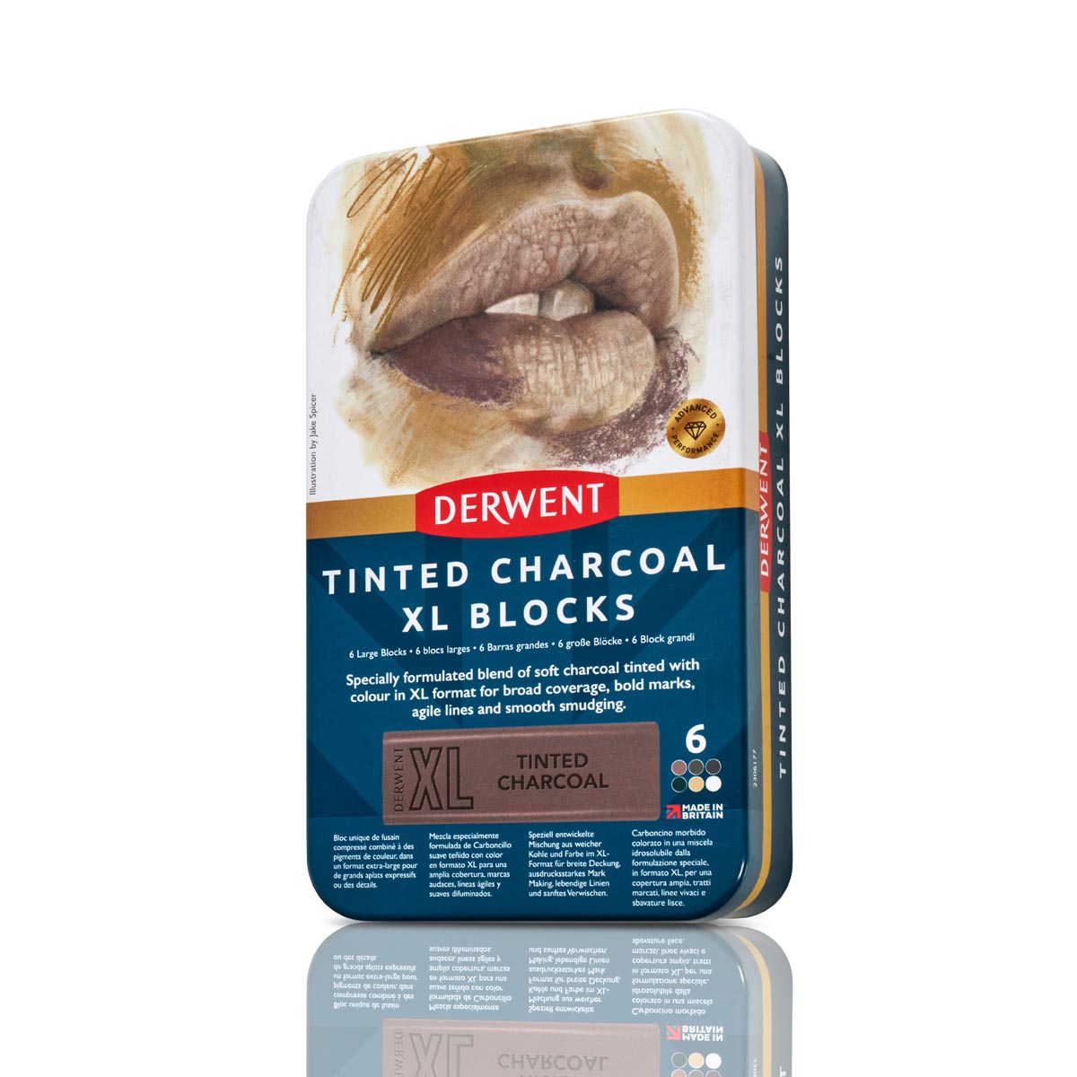 Derwent Tinted Charcoal XL Blocks Tin (6)