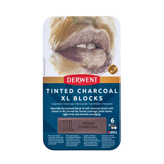 Derwent Tinted Charcoal XL Blocks Tin (6)