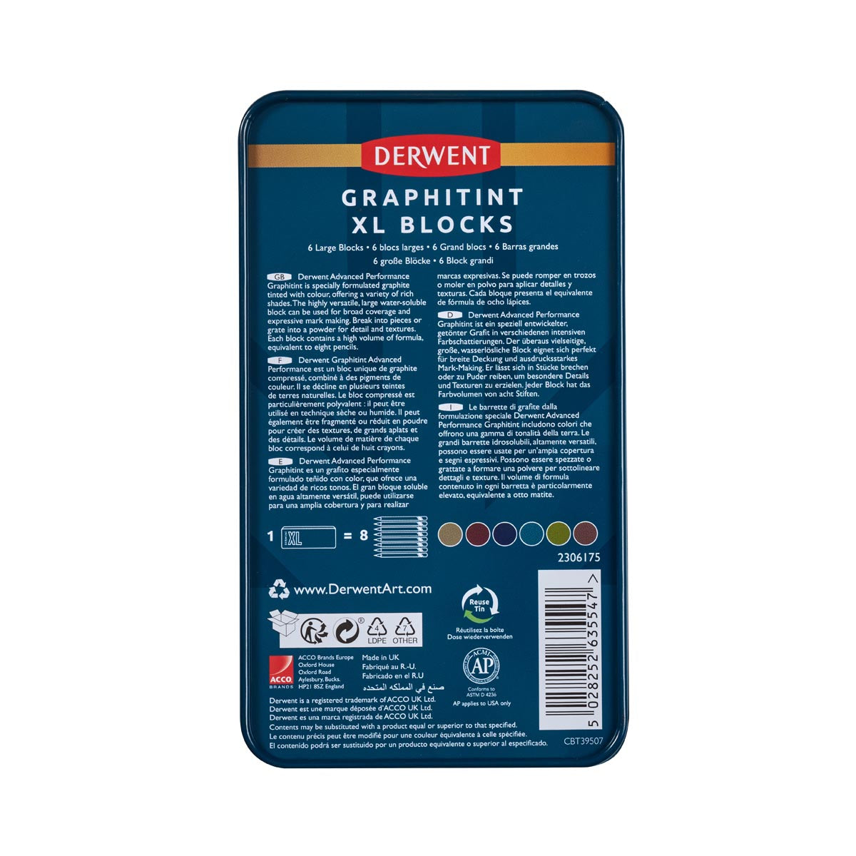 Derwent Graphitint XL Blocks Tin (6)