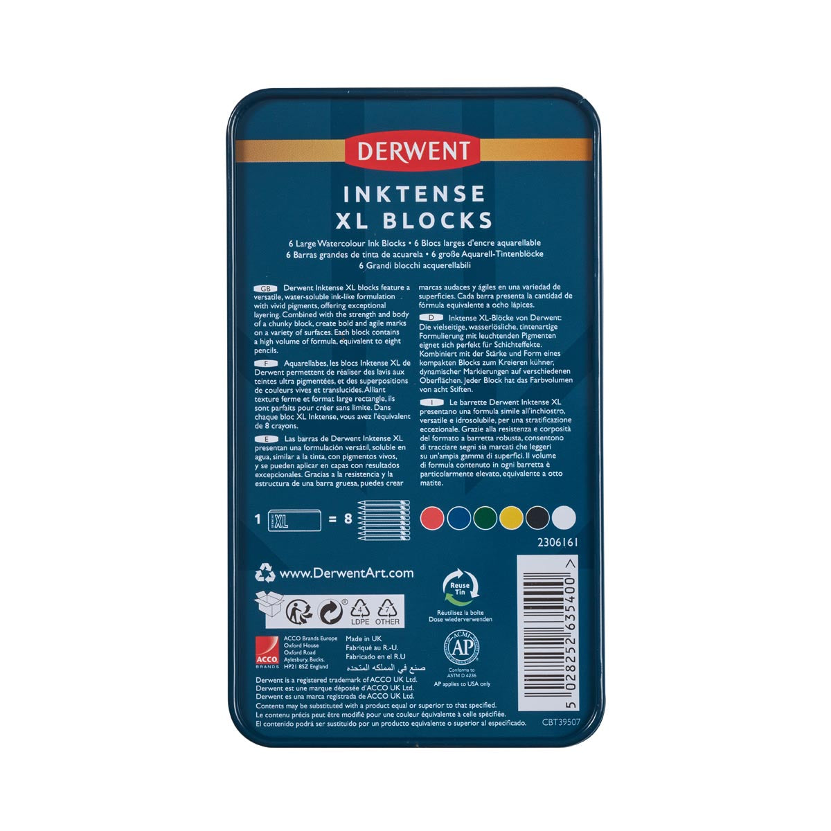 Derwent Inktense XL Blocks Tin (6)