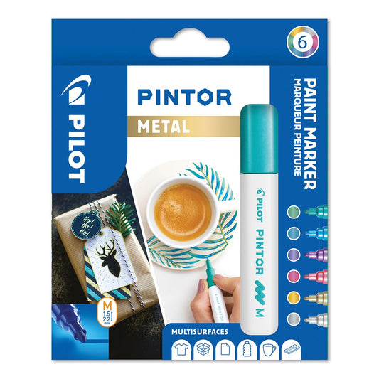 Pilot Pintor Medium Tip Paint Marker 6 Pack Metallic