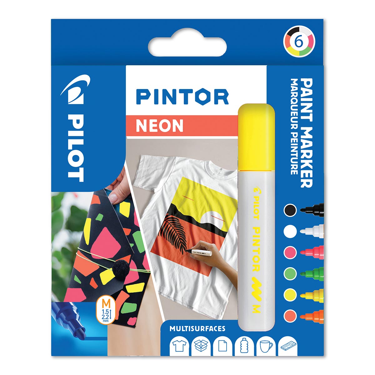 Pilot Pintor Medium Tip Paint Marker 6 Pack Neon