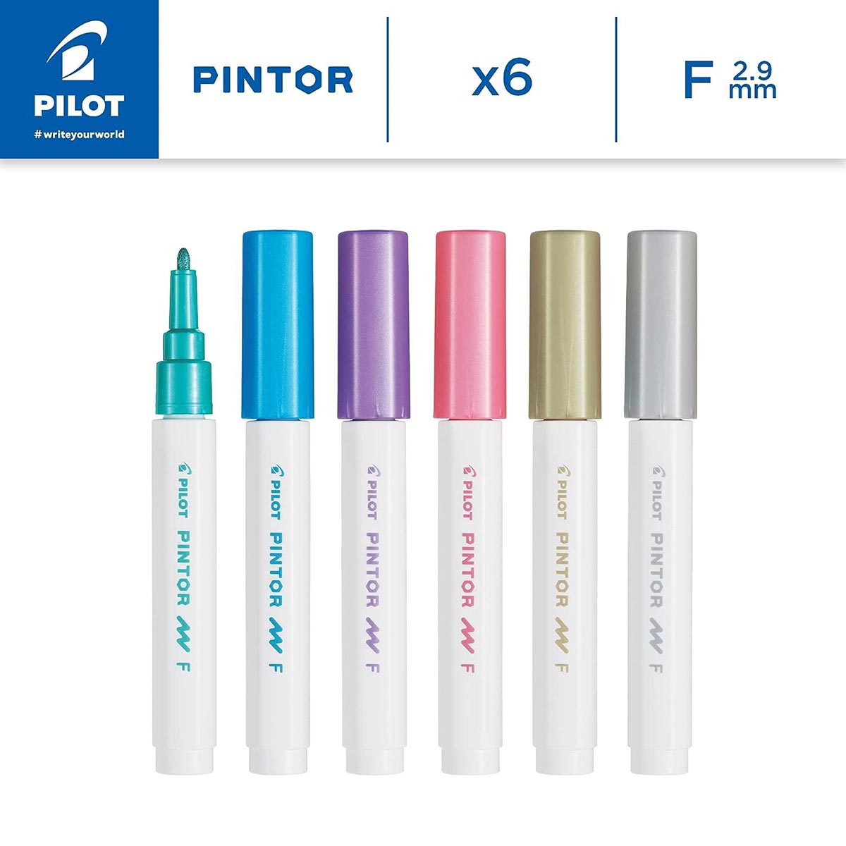 Pilot Pintor Fine Paint Marker 6 Pack Metallic