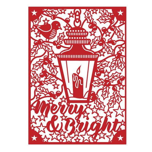 First Edition Christmas FE Craft a Card Die - 5 x 7 Merry and Bright Cutting Die for Card Making
