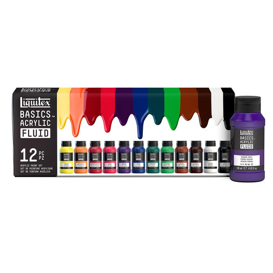 Liquitex Basics Acrylic Fluid Set 12 x 118ml Acrylic Paint
