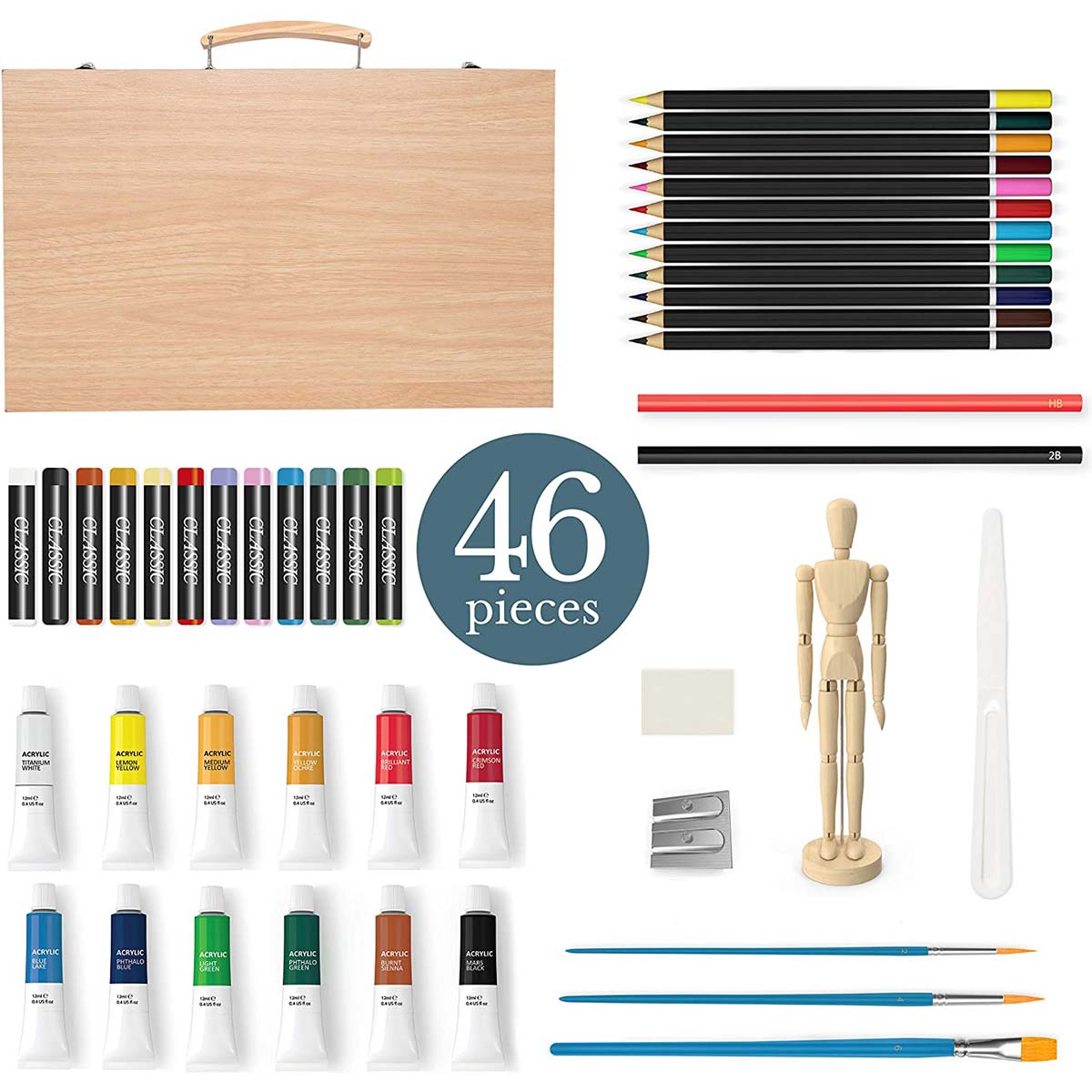 Elements Mixed Media Wooden Box set - 46 pieces in wooden box – Art & Craft Essential