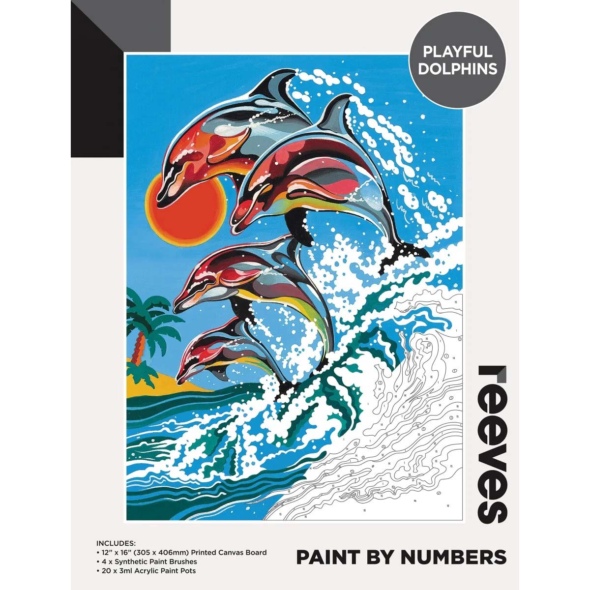 Reeves Paint by Numbers 12x16 inch - Playful Dolphins