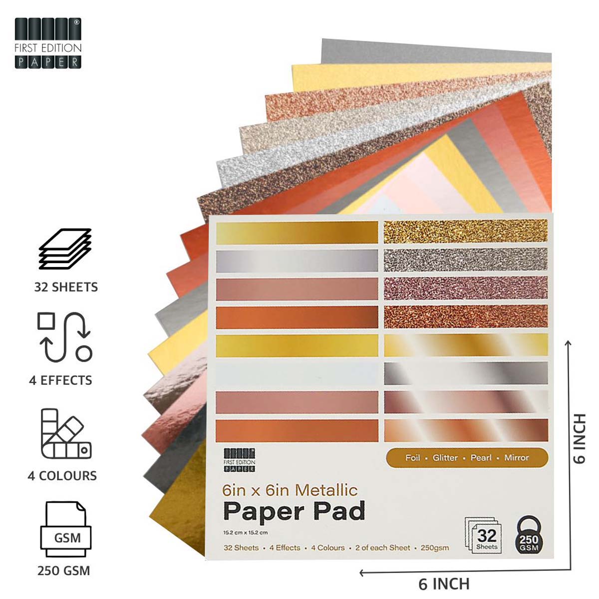 First Edition First Edition 6in x 6in Metallic Paper Pad