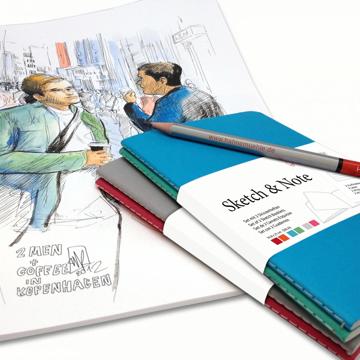 Hahnemuhle Sketch & Note /40 Pages – Blue / green 2pk – A6 – 20 Sheets – 125gsm