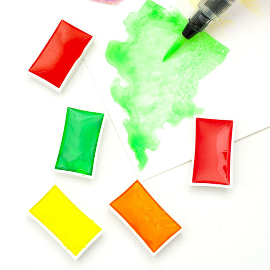 Elements 42 Large Pan Watercolour Set In Tin Box With Waterbrush – Premium Artist Brush Set