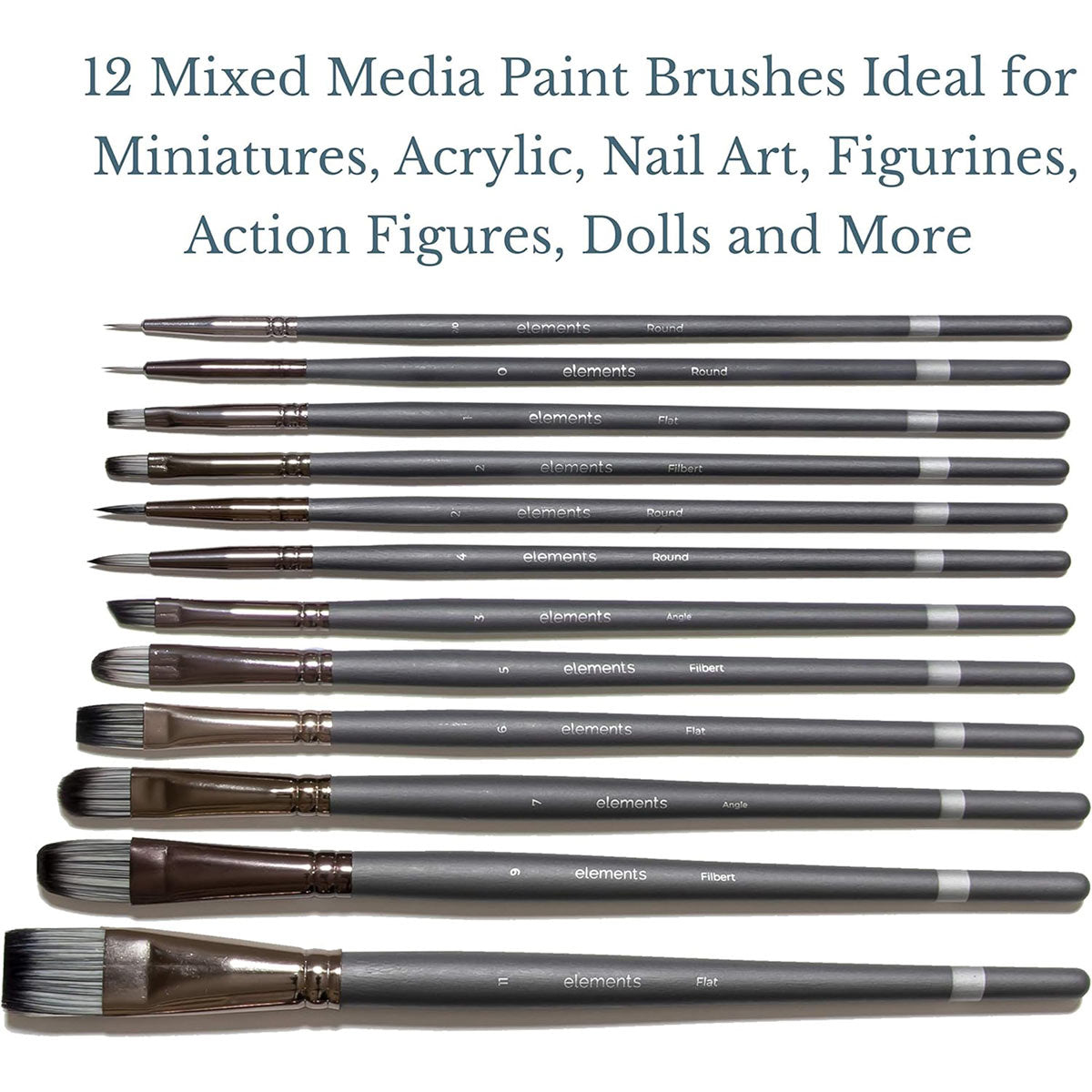 Elements Mixed Media 12 pcs Brush Pack – Premium Artist Brush Set