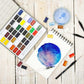 Elements 42 Large Pan Watercolour Set In Tin Box With Waterbrush – Premium Artist Brush Set