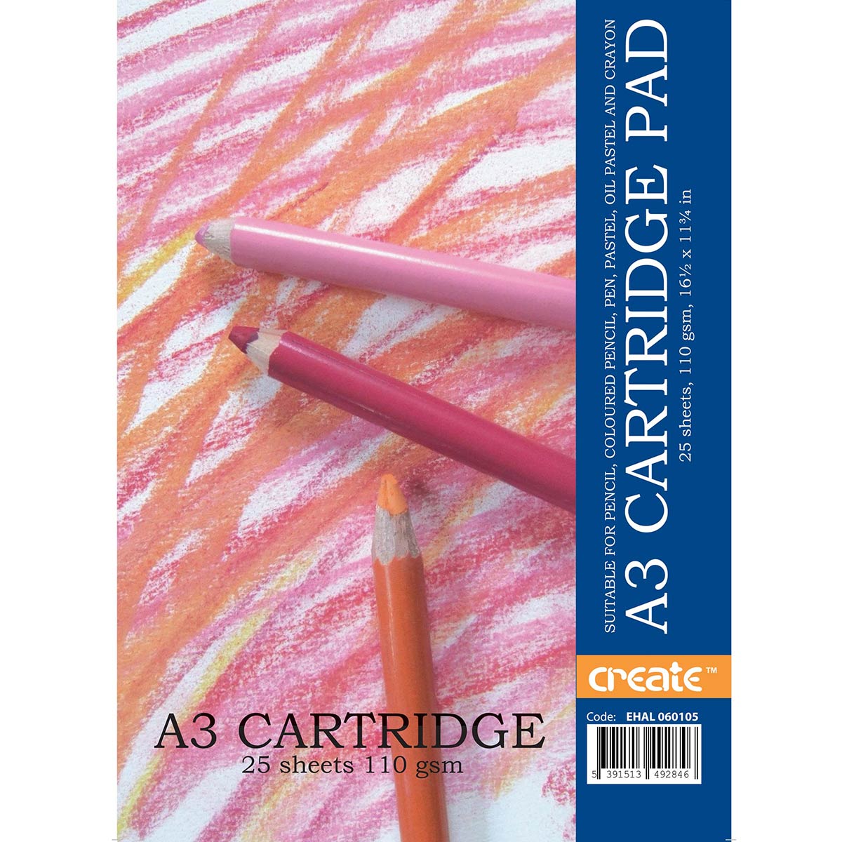 Create 110 A3 Cartridge Paper Pad 25s 110gsm