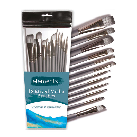 Elements Mixed Media 12 pcs Brush Pack – Premium Artist Brush Set