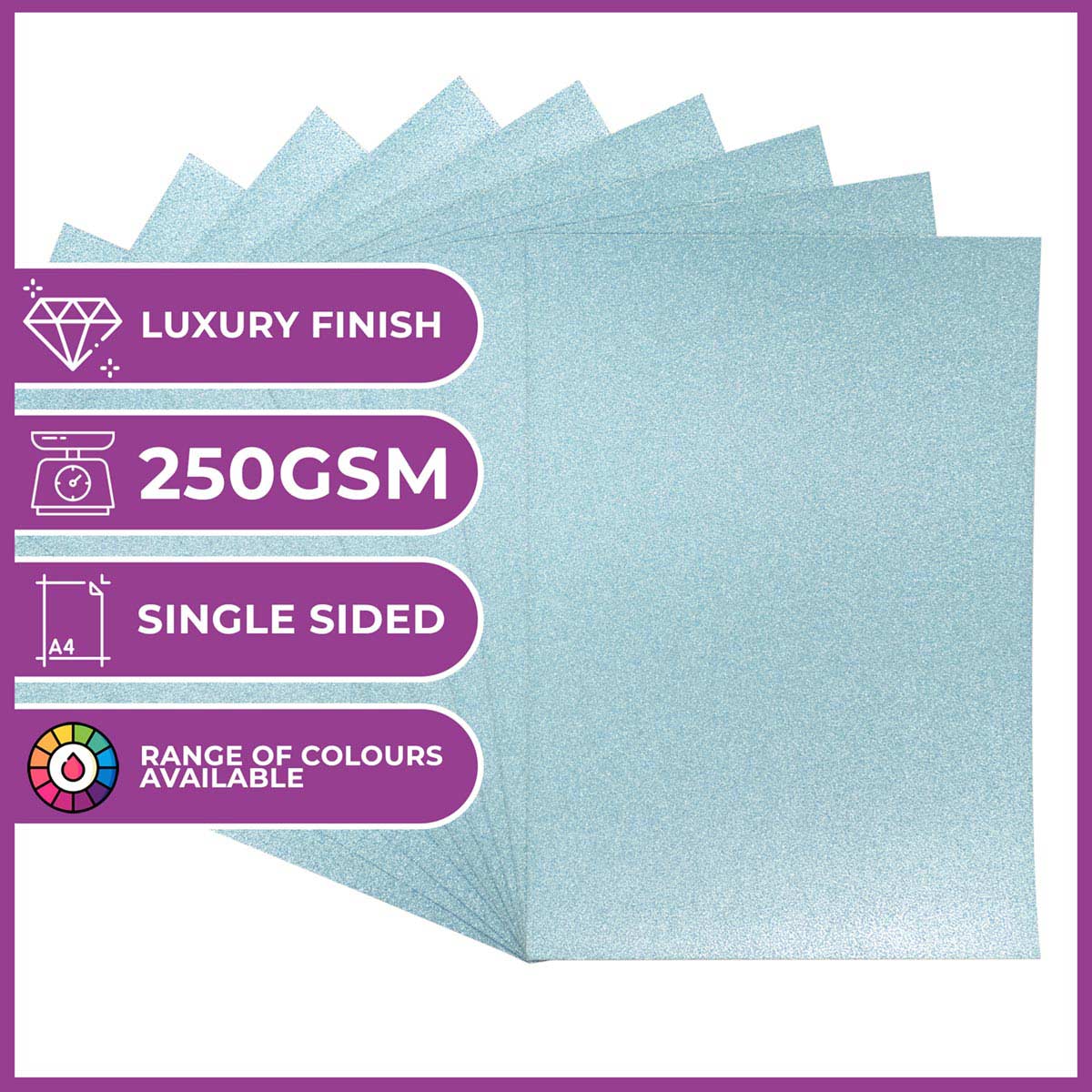 Crafter's Companion Glitter Card 10 Sheet Pack - Baby Blue