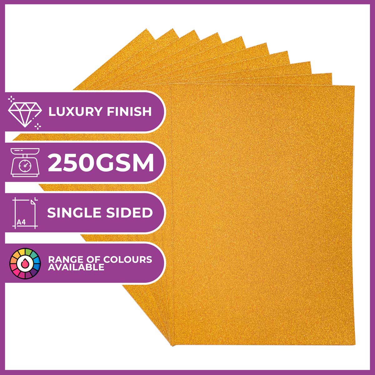 Crafter's Companion Glitter Card 10 Sheet Pack - Copper