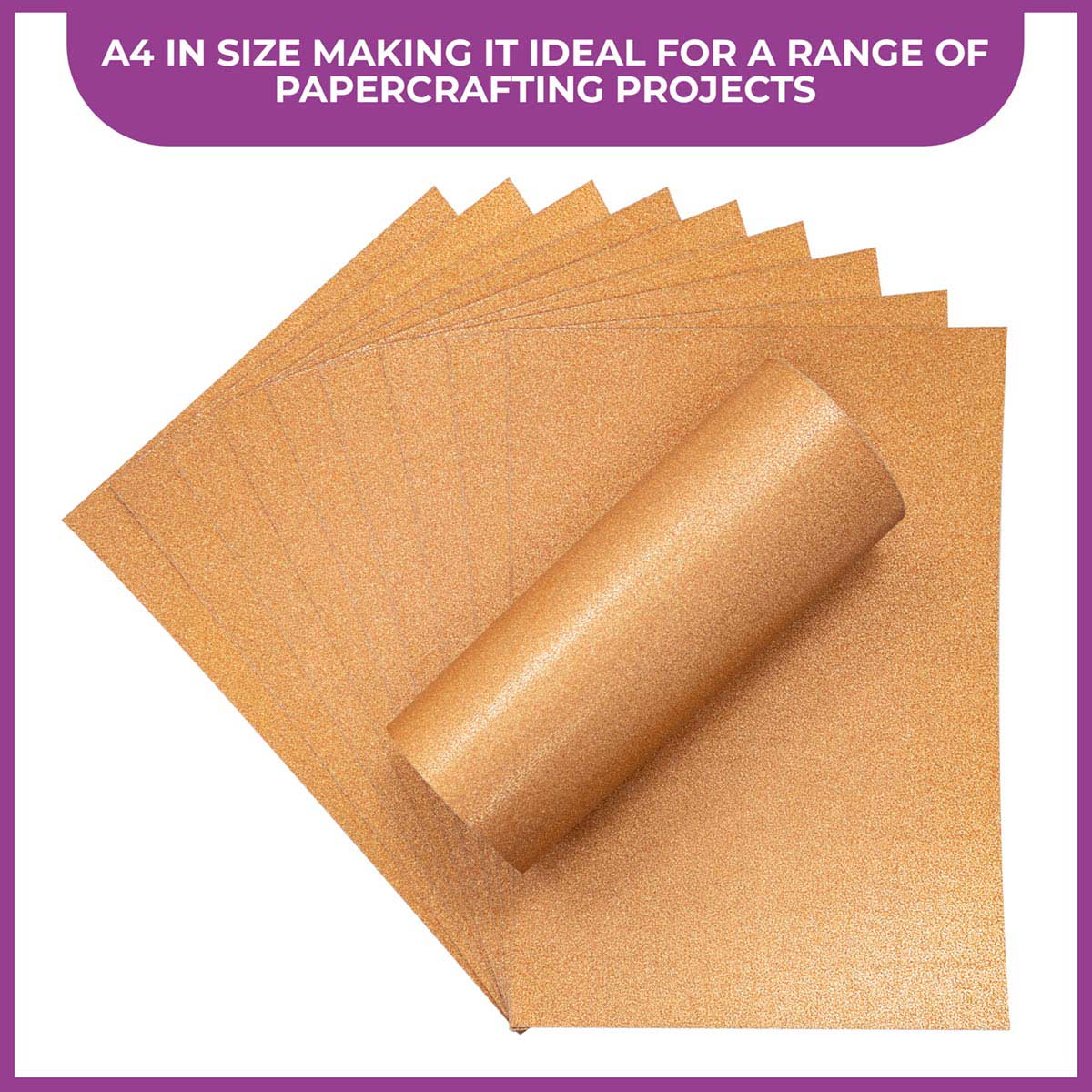 Crafter's Companion Glitter Card 10 Sheet Pack - Rose Gold
