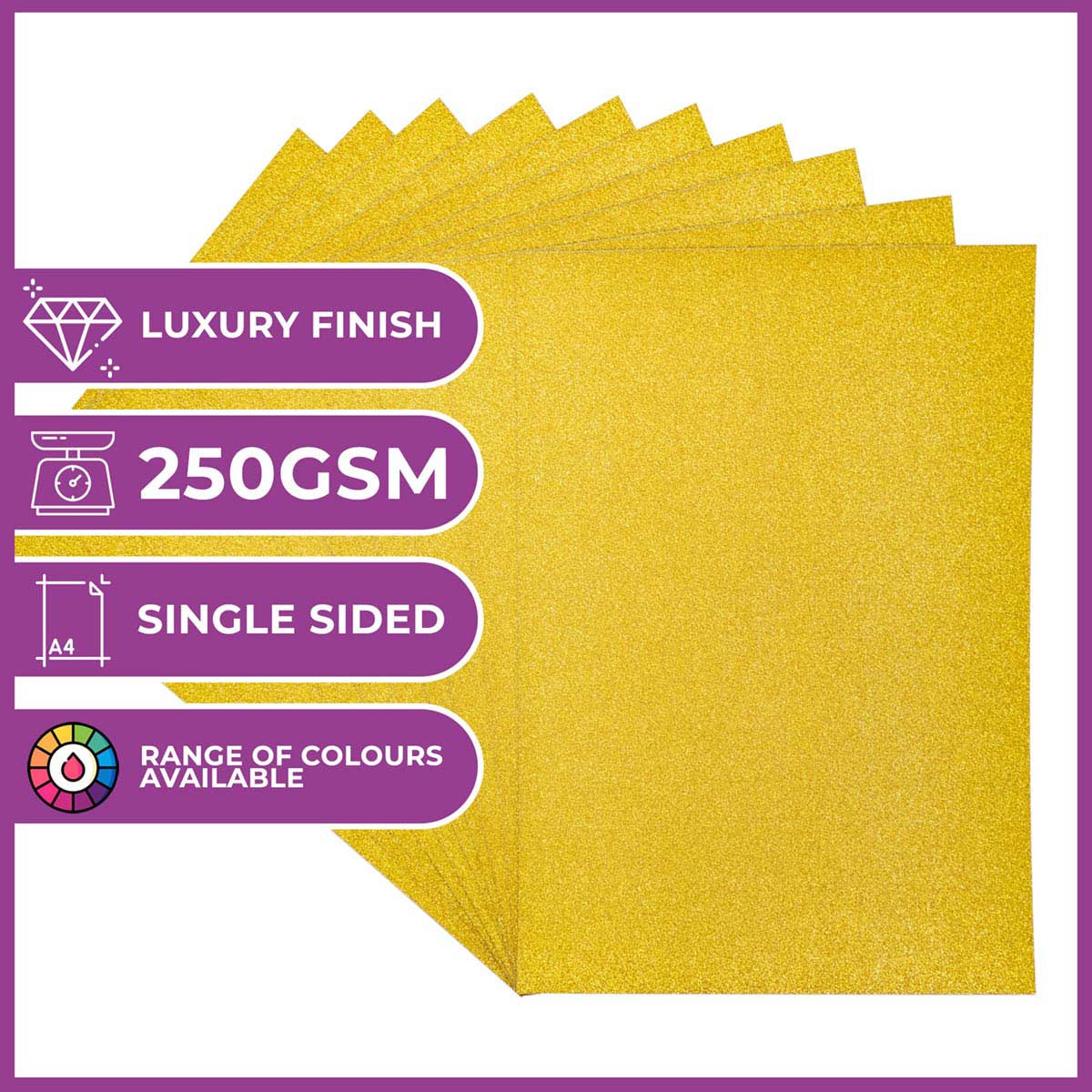 Crafter's Companion Glitter Card 10 Sheet Pack - Solar Gold
