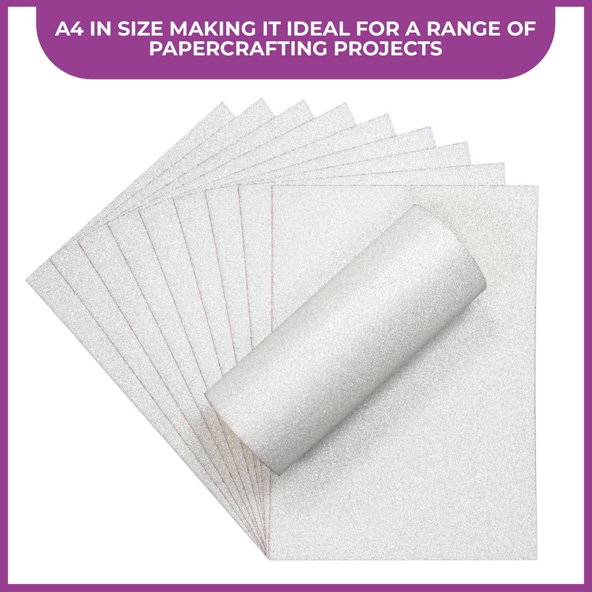 Crafter's Companion Glitter Card 10 Sheet Pack - Pale Silver