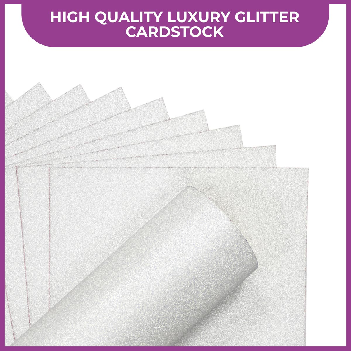 Crafter's Companion Glitter Card 10 Sheet Pack - Pale Silver