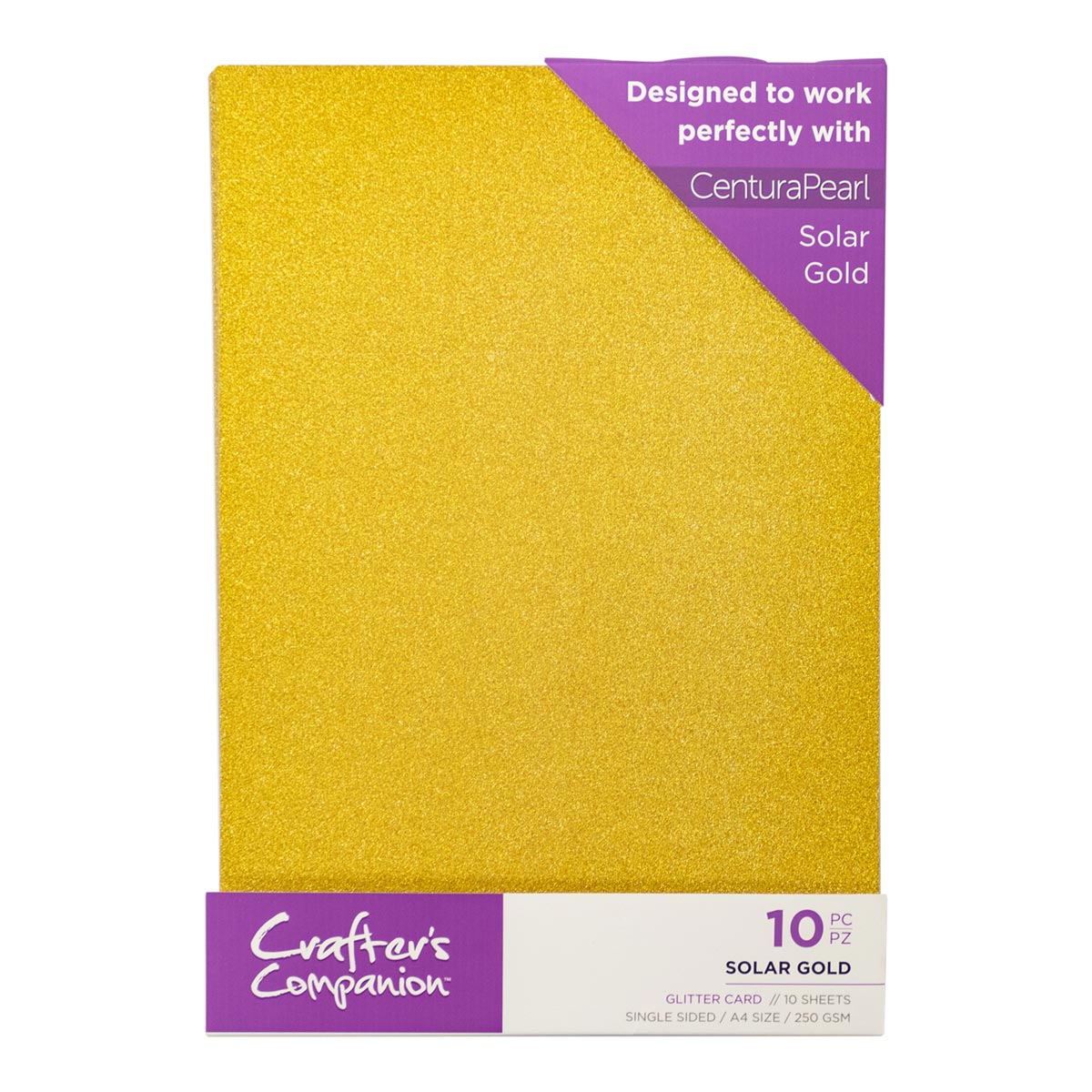 Crafter's Companion Glitter Card 10 Sheet Pack - Solar Gold