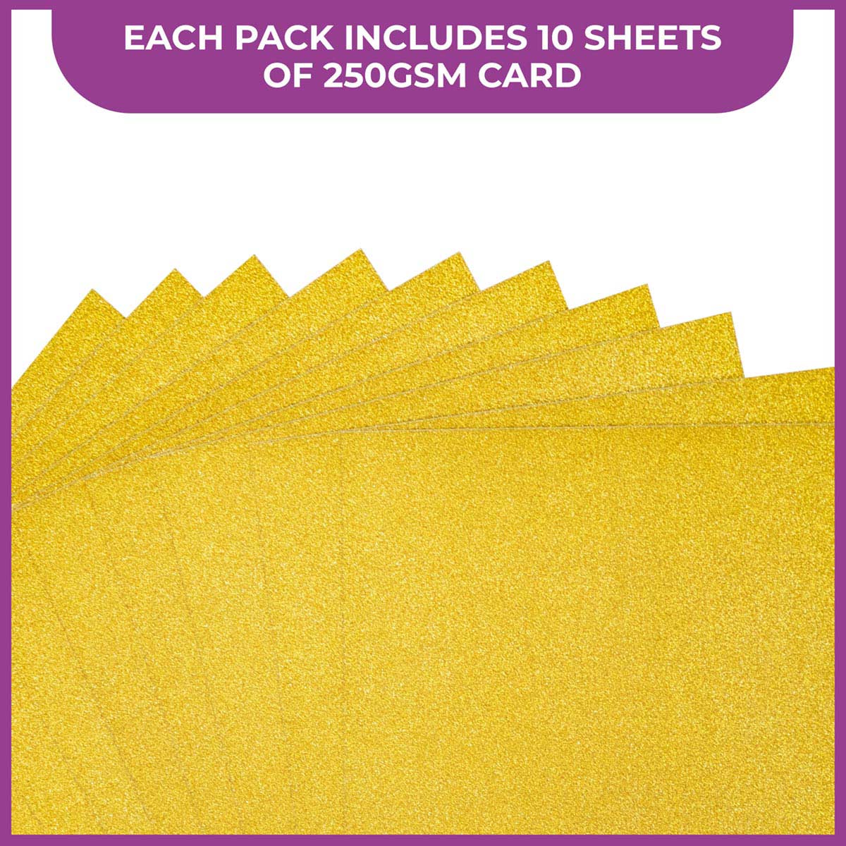 Crafter's Companion Glitter Card 10 Sheet Pack - Solar Gold