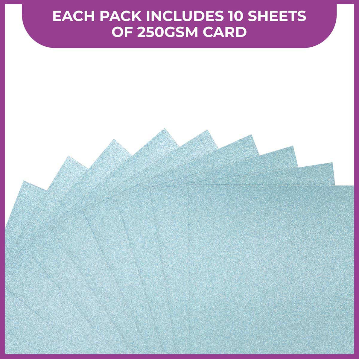 Crafter's Companion Glitter Card 10 Sheet Pack - Baby Blue