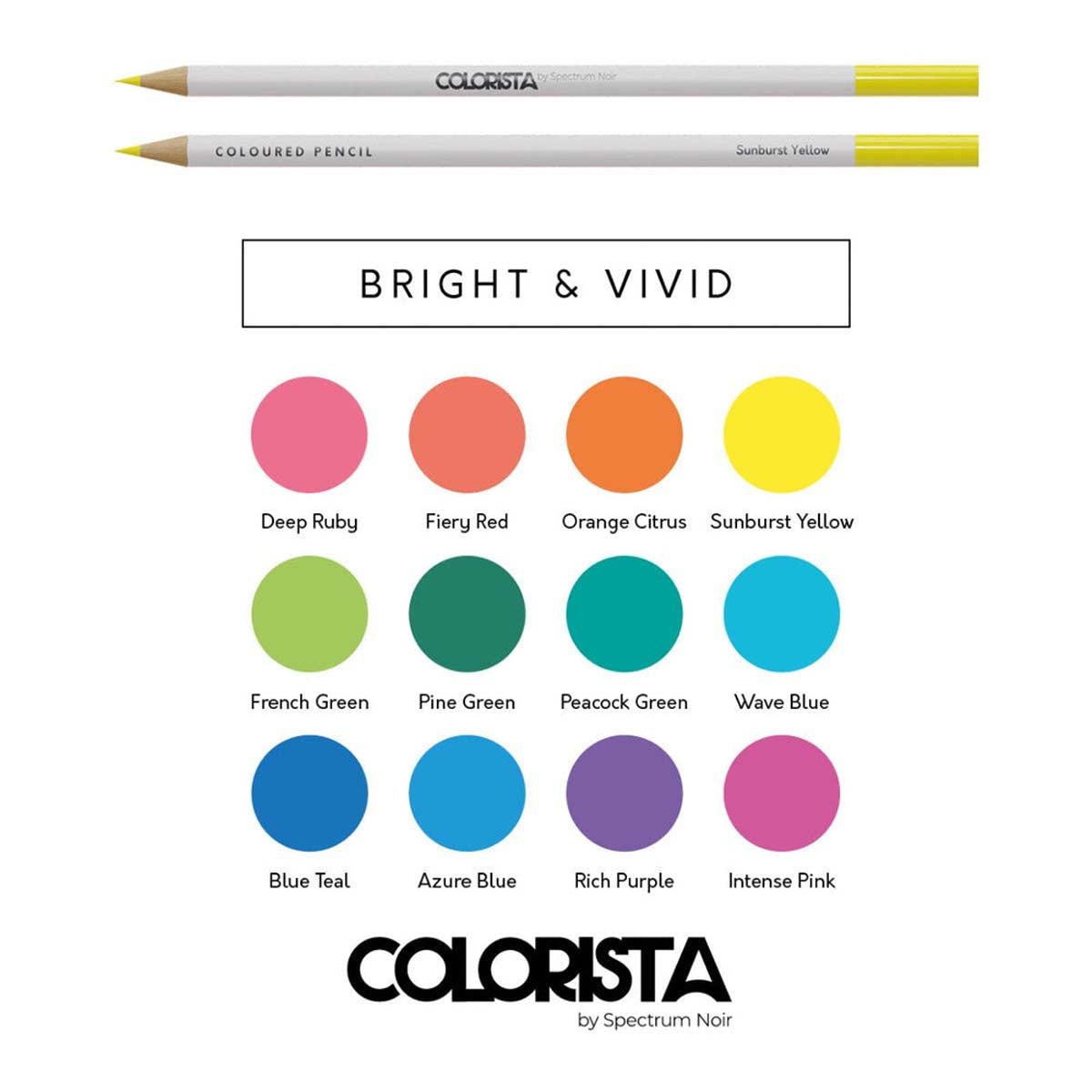 Crafter's Companion Colorista - Coloured Pencil - Bright & Vivid 12pc
